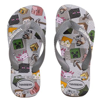 Chinelo-de-Dedo-Cinza-Kids-Minecraft-|-Havaianas-Tamanho--25---Cor--CINZA-ACO-0